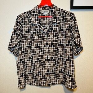 Women's Brown and White Checkered Shirt